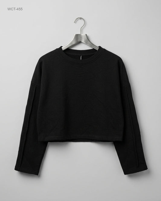 Preloved Premium Winter Crop Tops by CUT LABEL, Black Cotton for Womens - OTS Thrift Shop Islamabad Pakistan