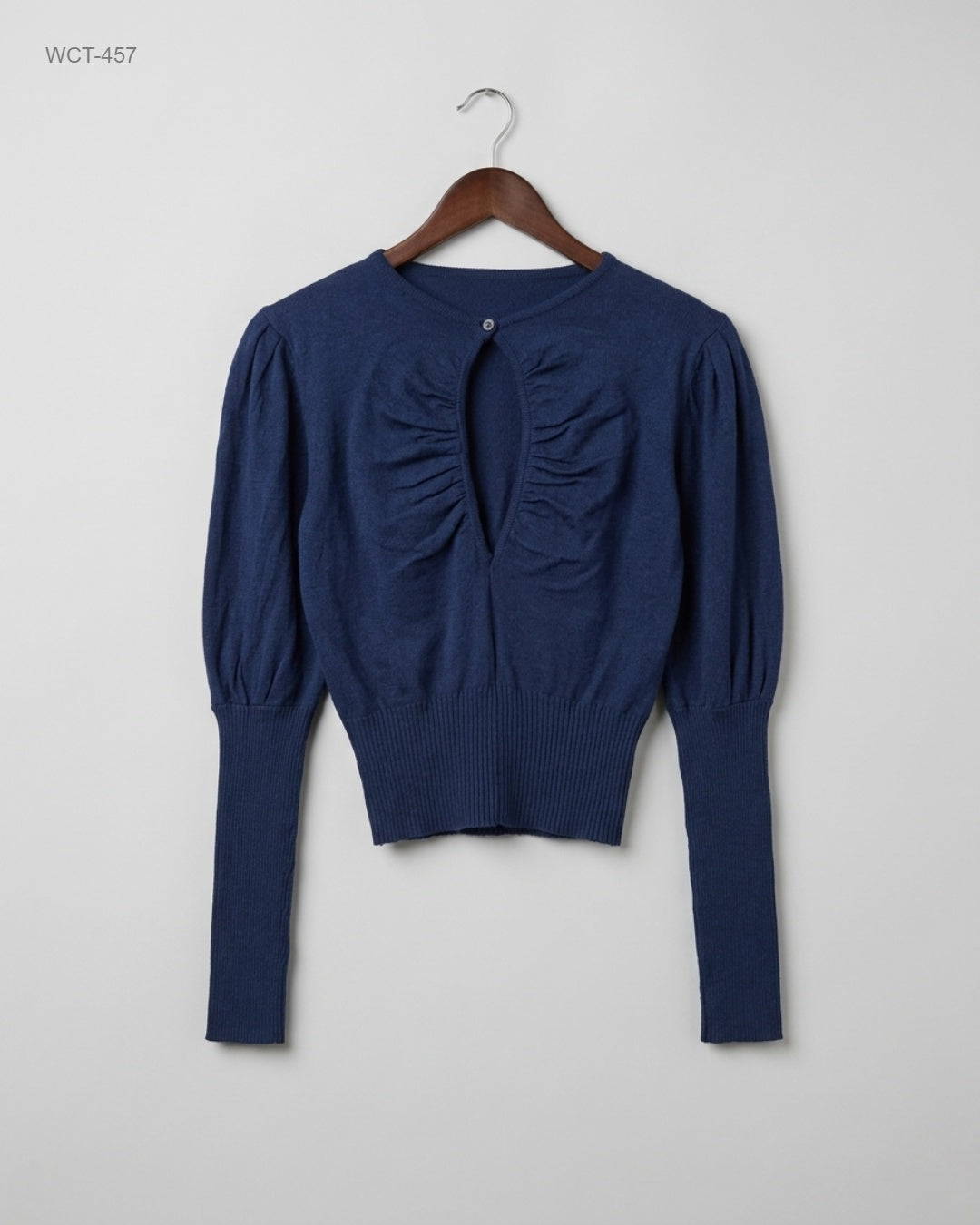 CUT LABEL (WCT-457) Puff-Sleeve Cutout Knit Top