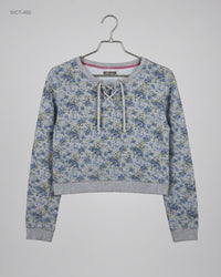 B SOUL (WCT-460) Floral Lace-Up Crop Top