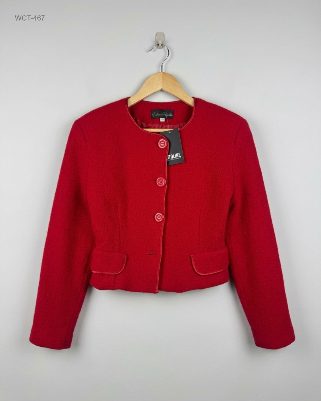 Shop Premium Winter Crop Tops by CUT LABEL | Preloved Branded Clothes | Red Wool + Polyester | Womens | OTS Thrift Store Karachi Pakistan