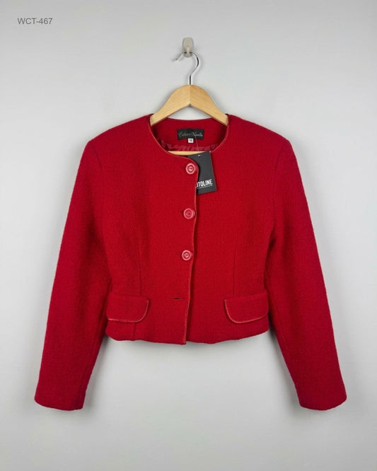 Shop Premium Winter Crop Tops by CUT LABEL | Preloved Branded Clothes | Red Wool + Polyester | Womens | OTS Thrift Store Karachi Pakistan