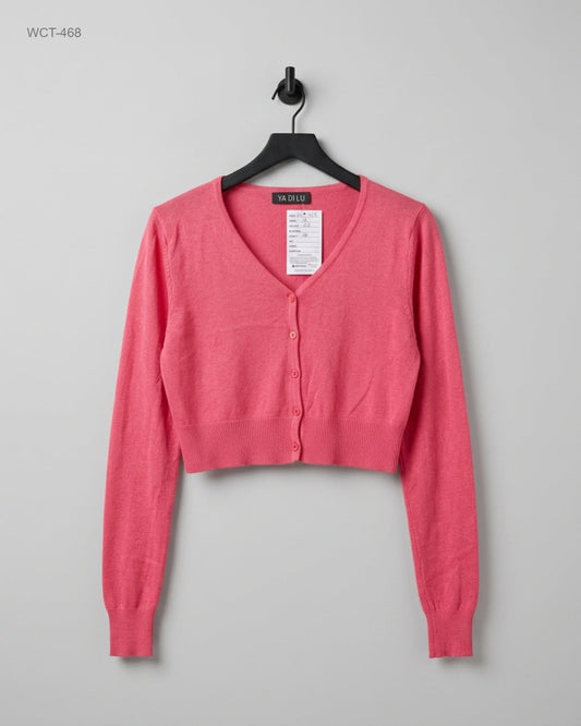 Shop Premium Winter Crop Tops by YADILU | Preloved Branded Clothes | Pink Cotton | Womens | OTS Thrift Store Karachi Pakistan