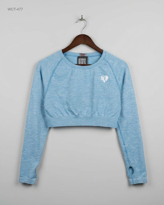 Premium Condition Winter Crop Tops | Preloved CUT LABEL | Blue Polyester | Thrift Shop for Womens Peshawar Pakistan | OTS