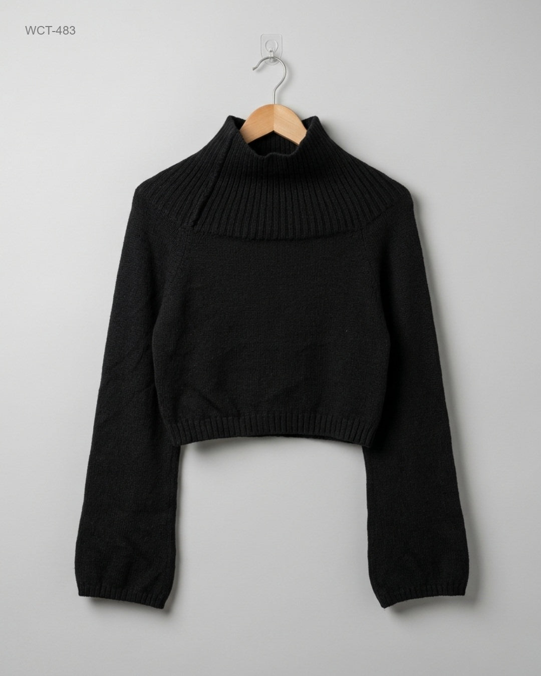CUT LABEL Black Cropped Knit Sweater buy preloved clothing online Pakistan