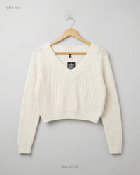 H&M (WCT-484) Cropped Ribbed V-Neck Sweater