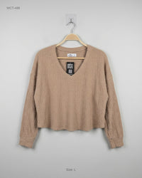 HOLLISTER (WCT-488) V-Neck Fuzzy Knit Sweater