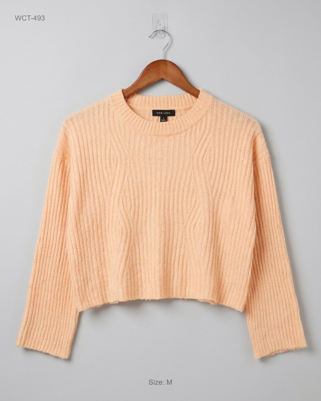 New Look Peach Cropped Ribbed Sweater buy preloved clothing online Pakistan