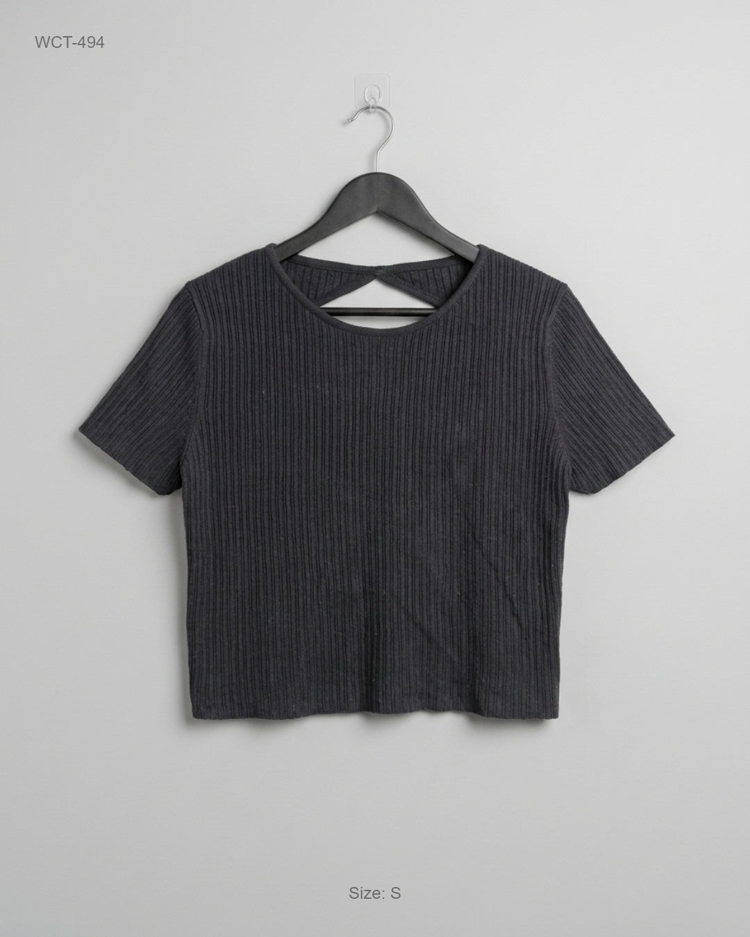 Bershka Black Ribbed Cutout Tee buy preloved clothing online Pakistan