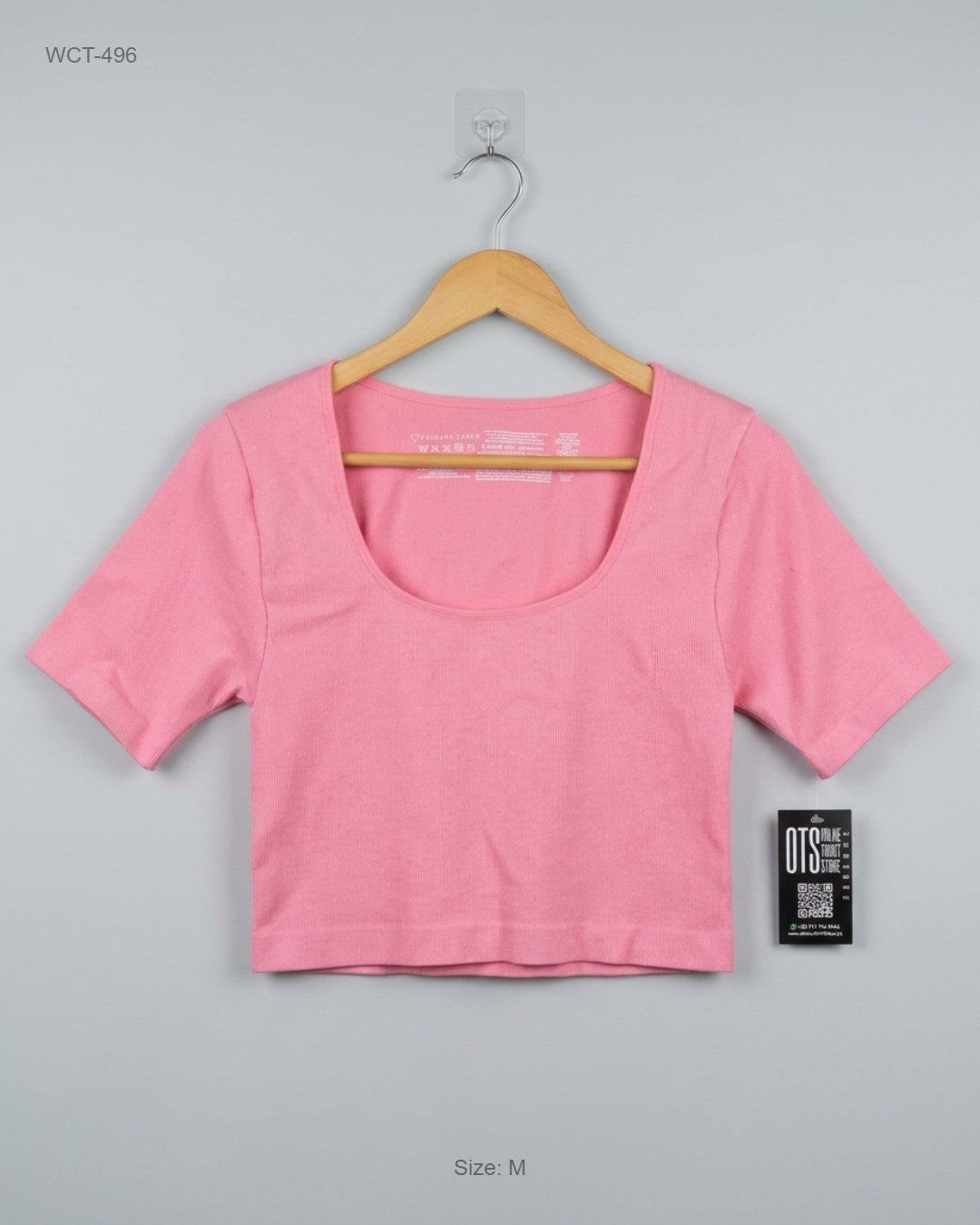Primark Pink Ribbed Crop Top buy preloved clothing online Pakistan