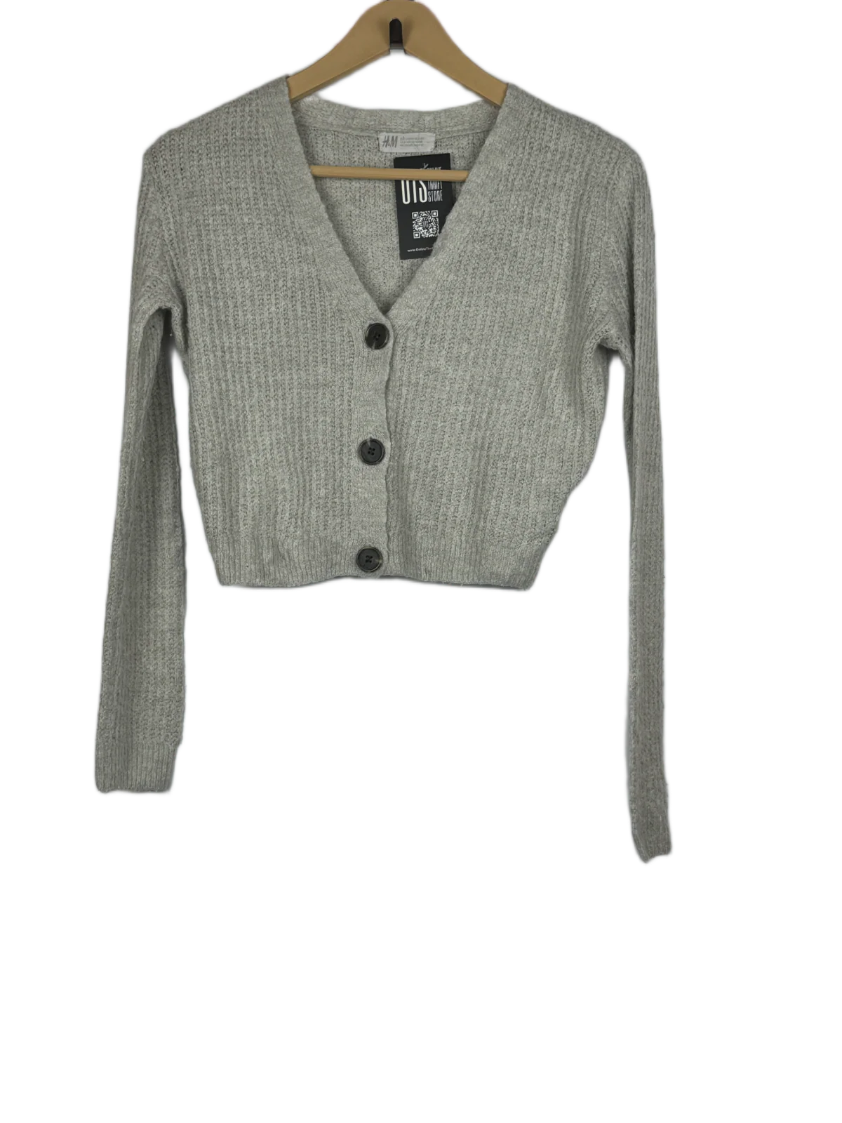 UK Imported secondhand Winter Crop Tops - H&M brand, Grey Acrylic, Premium condition, for Women - Online Thrift Store Lahore Pakistan