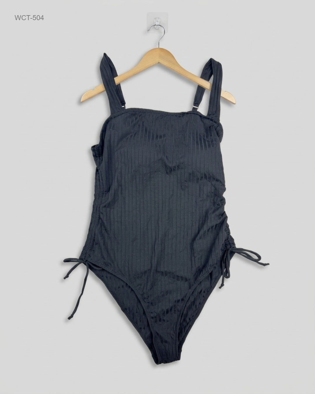 CUT LABEL Black Ribbed Ruched Bodysuit buy preloved clothing online Pakistan