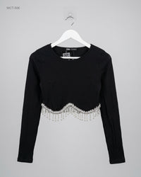 Zara (WCT-506) Embellished Ribbed Crop Top