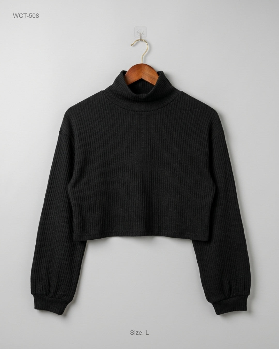 SHEIN Black Cropped Ribbed Turtleneck Top buy preloved clothing online Pakistan