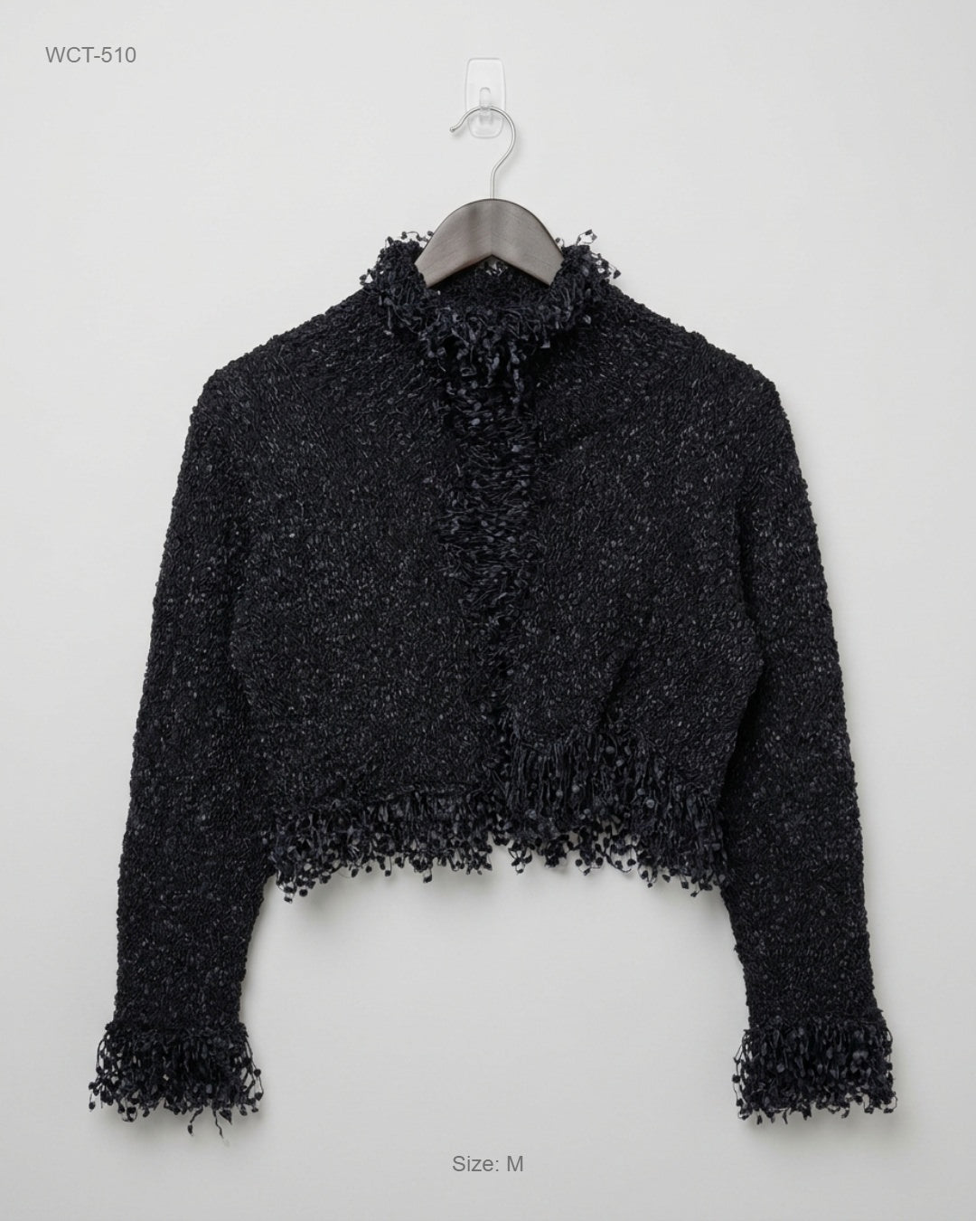 Sara Black Popcorn Texture Long-Sleeve Top buy preloved clothing online Pakistan