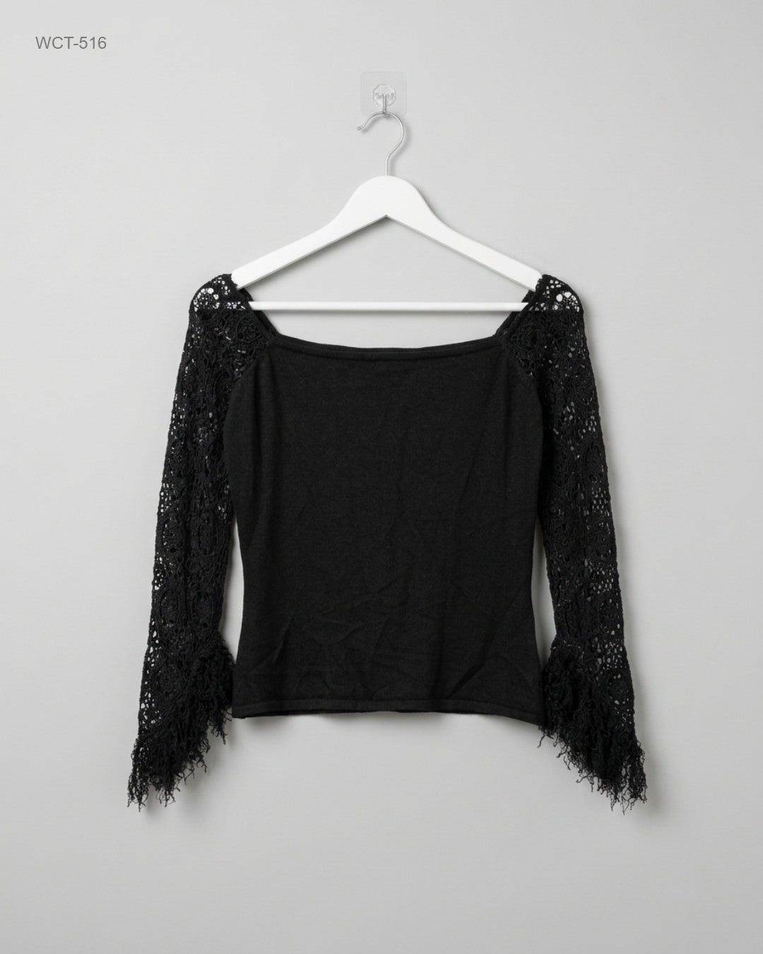 OASIS (WCT-516) Lace Sleeve Square Neck Top