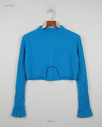 SHEIN (WCT-517) Mock Neck Cut-Out Crop Sweater