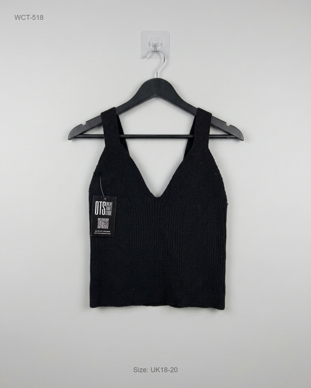 River Island Black Ribbed Knit Crop Top buy preloved clothing online Pakistan