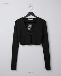 Zara (WCT-520) Ribbed Cropped Cardigan Top