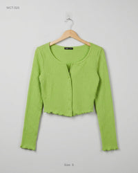 SHEIN (WCT-523) Button-Front Crop Top