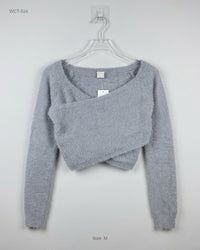 HOLLISTER (WCT-524) Cross-Over Fuzzy Crop Sweater