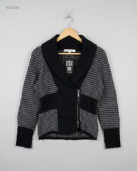 Karen Millen (WCT-526) Asymmetrical Zip-Up Knit Cardigan