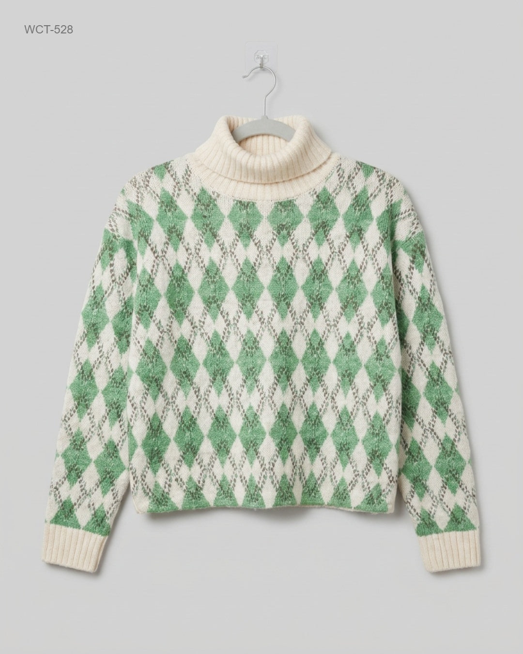 CUT LABEL (WCT-528) Turtleneck Argyle Sweater
