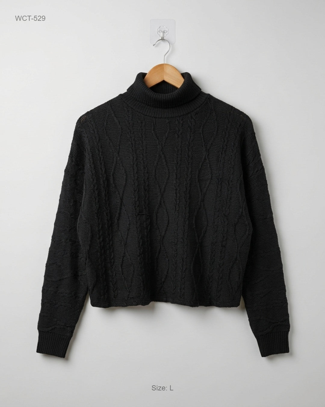 F&F Black Cable-Knit Turtleneck Sweater buy preloved clothing online Pakistan