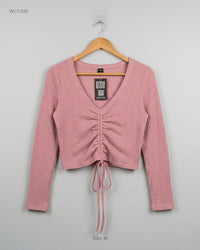 SHEIN (WCT-530) Waffle Knit Ruched Crop Top