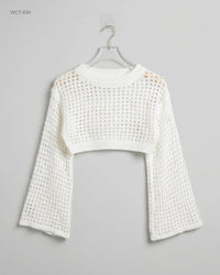 SHEIN (WCT-534) Cropped Open-Knit Mesh Top