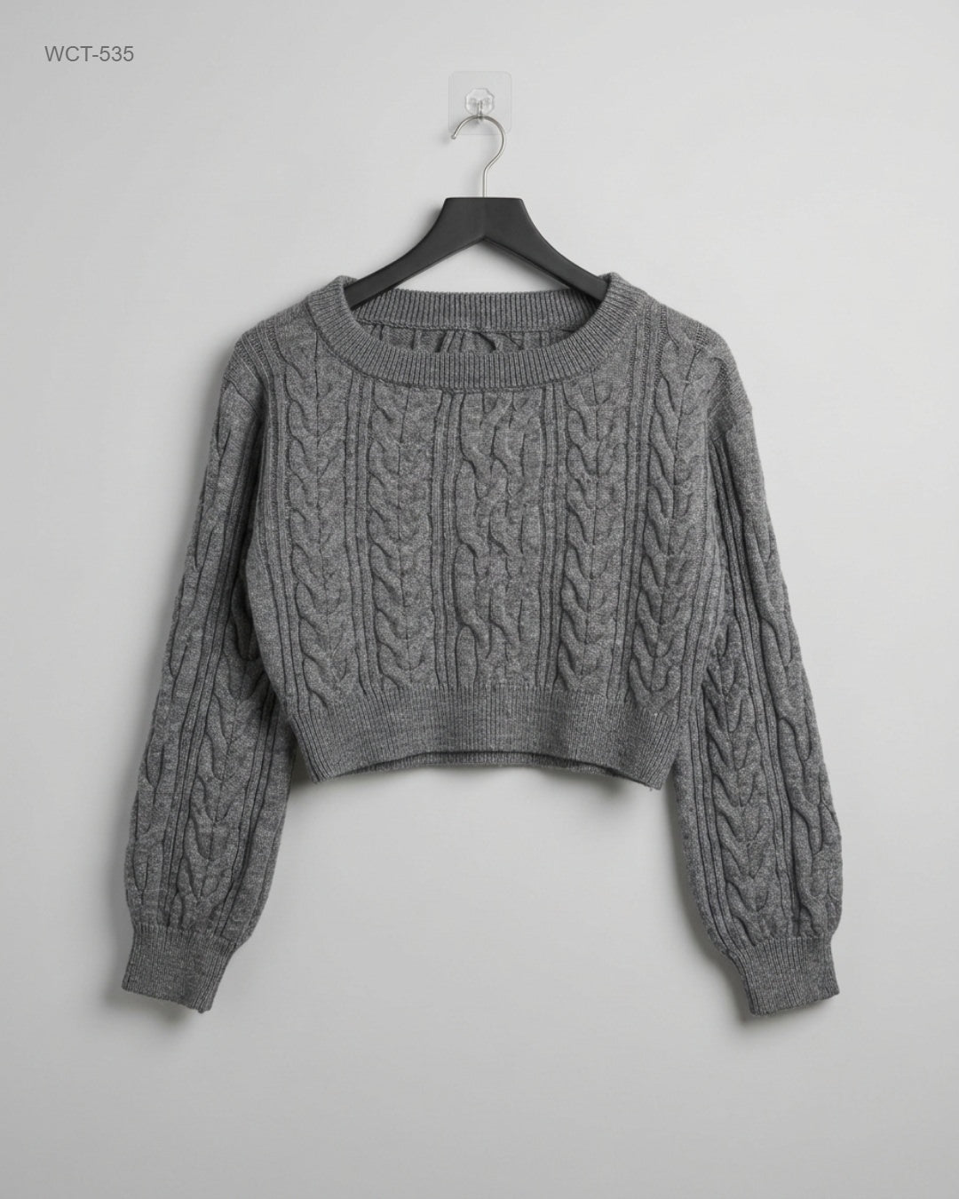 Cider (WCT-535) Cable-Knit Cropped Sweater