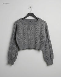 Cider (WCT-535) Cable-Knit Cropped Sweater