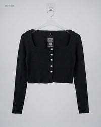 CUT LABEL (WCT-536) Ribbed Square-Neck Crop Top