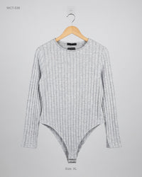 SHEIN (WCT-539) Ribbed Long-Sleeve Bodysuit