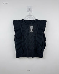 SHEIN (WCT-541) Cable-Knit Ruffle-Shoulder Vest