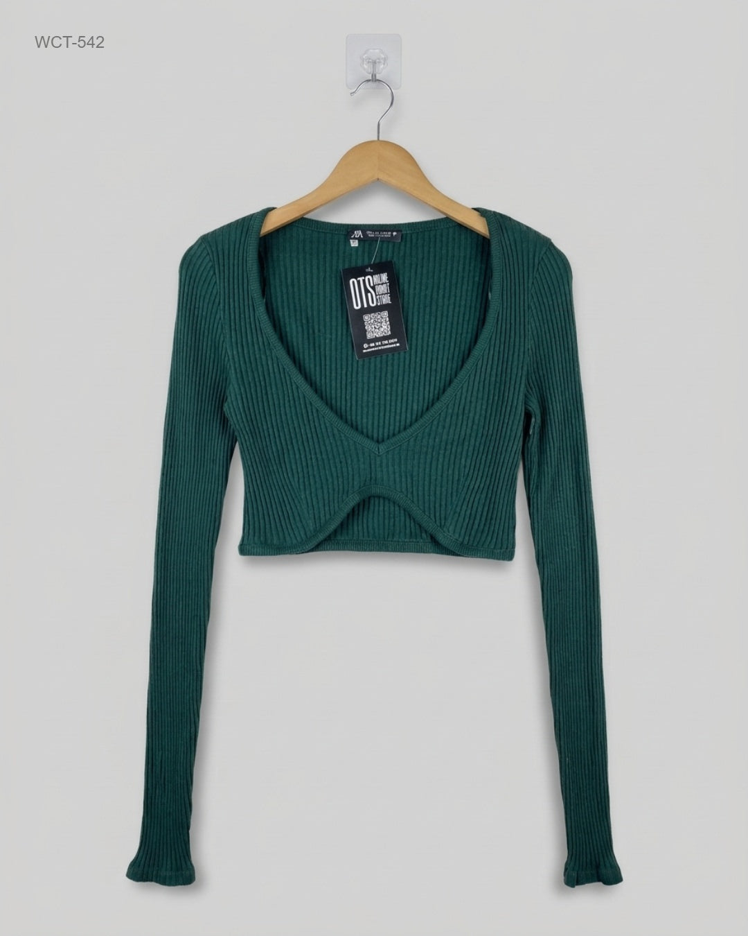 Zara (WCT-542) Ribbed Long-Sleeve Crop Top