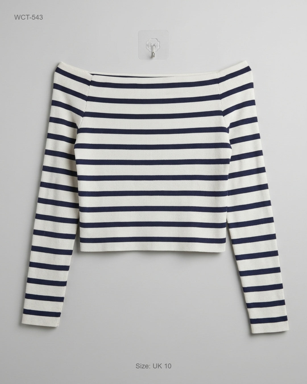 Topshop Beige Off-the-Shoulder Striped Crop Top buy preloved clothing online Pakistan