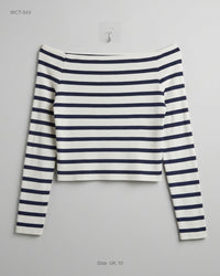 Topshop (WCT-543) Off-the-Shoulder Striped Crop Top