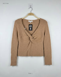 PLANET GOLD (WCT-544) Twist-Front Eyelash Knit Top