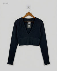 CUT LABEL (WCT-545) Long-Sleeved Ribbed Crop Top