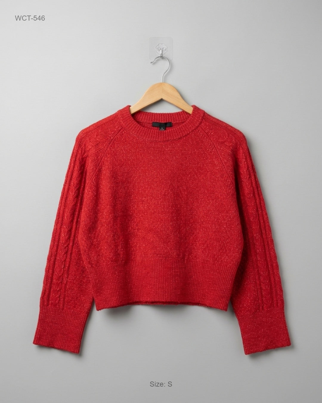 Nobody's Child Red Cropped Cable-Knit Sweater buy preloved clothing online Pakistan