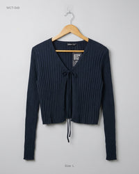 SHEIN (WCT-549) Tie-Front Ribbed Cardigan