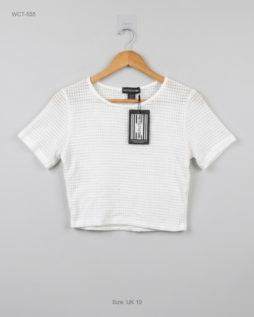 PRETTY LITTLE THING White Textured Knit Crop Top buy preloved clothing online Pakistan