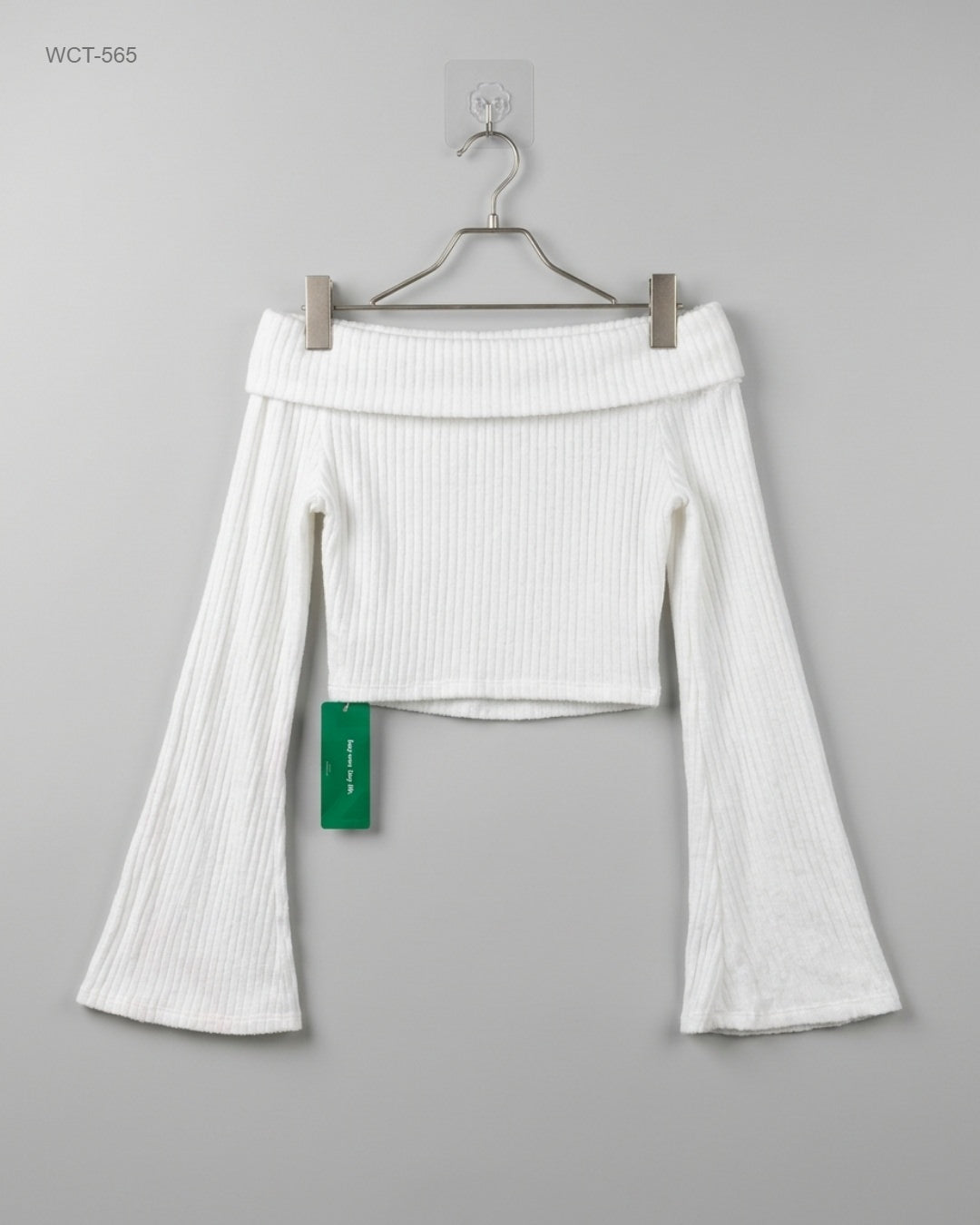 SHEIN White Off-the-Shoulder Ribbed Crop Top buy preloved clothing online Pakistan