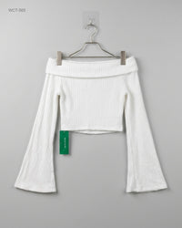 SHEIN (WCT-565) Off-the-Shoulder Ribbed Crop Top
