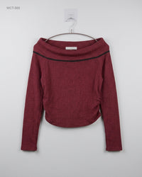 CUT LABEL (WCT-569) Off-the-Shoulder Ribbed Top