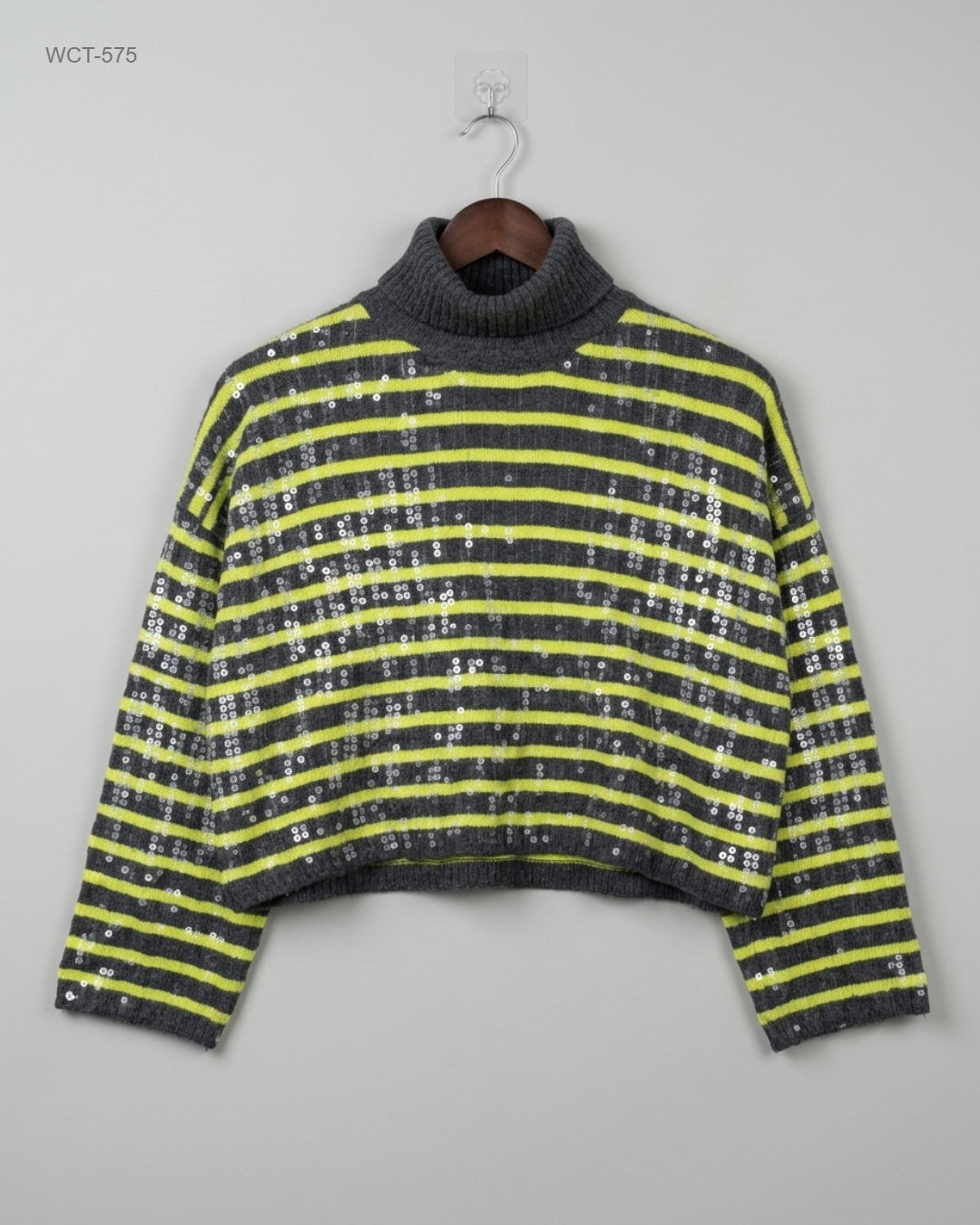 Parfois YELLOW GREY Sequin Cropped Turtleneck Sweater buy preloved clothing online Pakistan