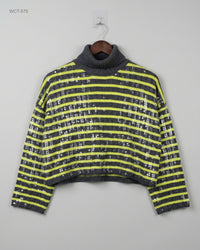 Parfois (WCT-575) Sequin Cropped Turtleneck Sweater