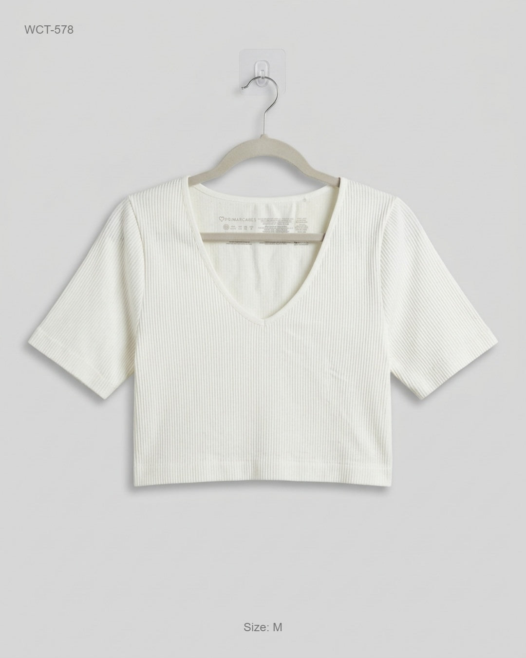 Primark OffWhite Ribbed V-Neck Crop Top buy preloved clothing online Pakistan
