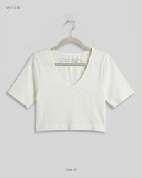Primark (WCT-578) Ribbed V-Neck Crop Top