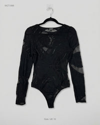 MISSGUIDED (WCT-589) Long-Sleeve Lace Mesh Bodysuit